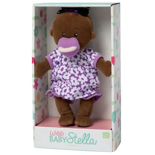 Manhattan Toy Wee Baby Stella Brown Doll with Black Hair - Purple Dress