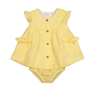 Mayoral Newborn Button Dress with Bloomers - Yellow