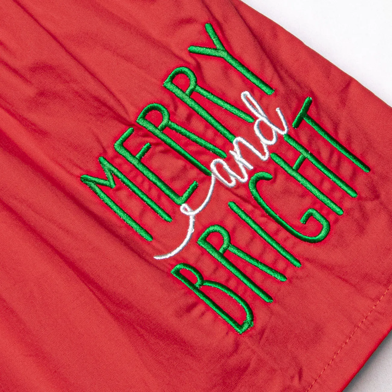 Merry and Bright Embroidered Diaper Set, Red