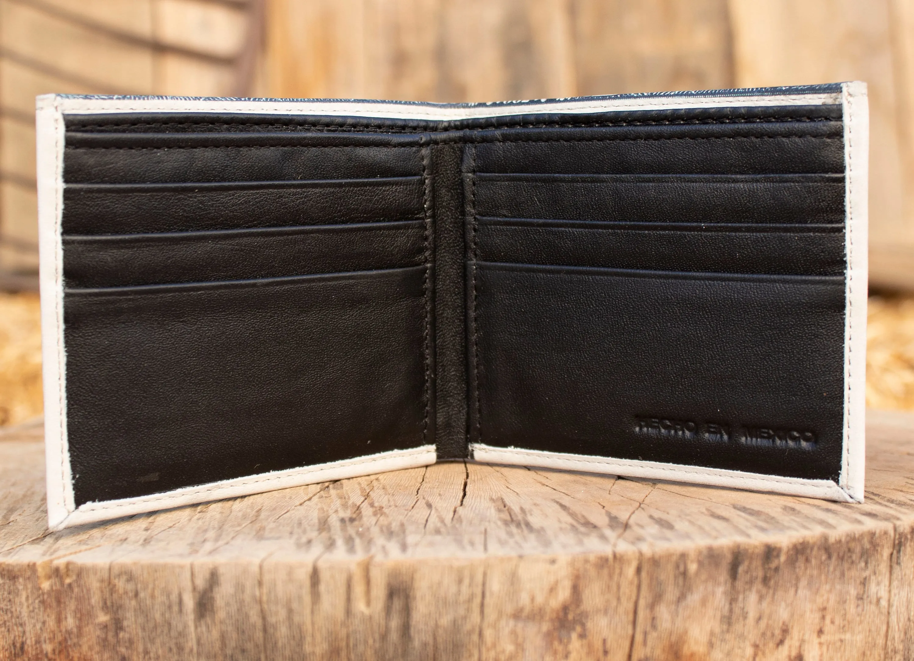 MEXICO 20 PESOS bill Mexican LEATHER laser printed  bi-fold wallet