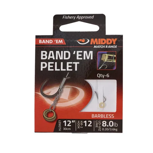 MIDDY Band 'Em Pellet Hooks-to-Nylon (12") (6pc pkt)