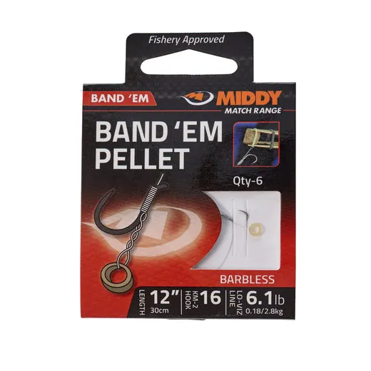 MIDDY Band 'Em Pellet Hooks-to-Nylon (12") (6pc pkt)