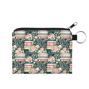 Mini Pouch - Book Stack Roses Teal