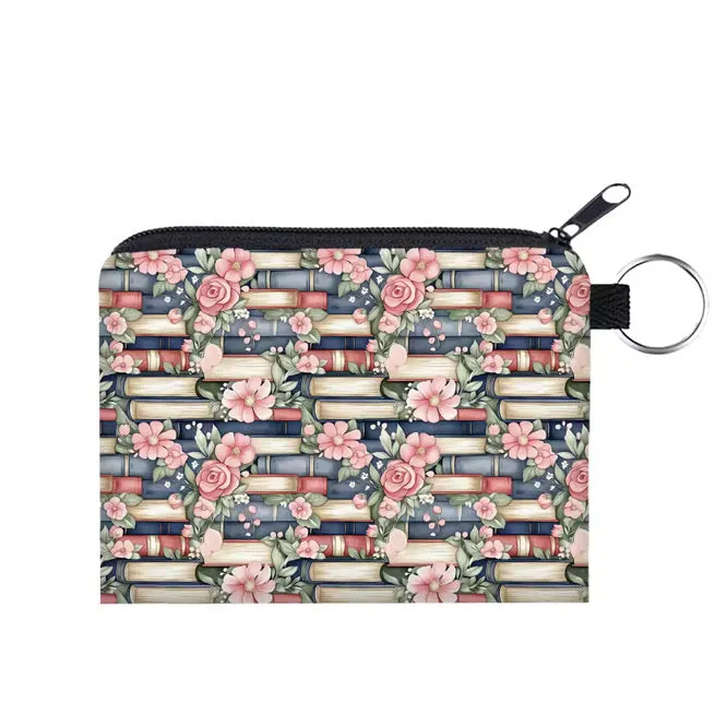 Mini Pouch - Books All Over Navy Floral