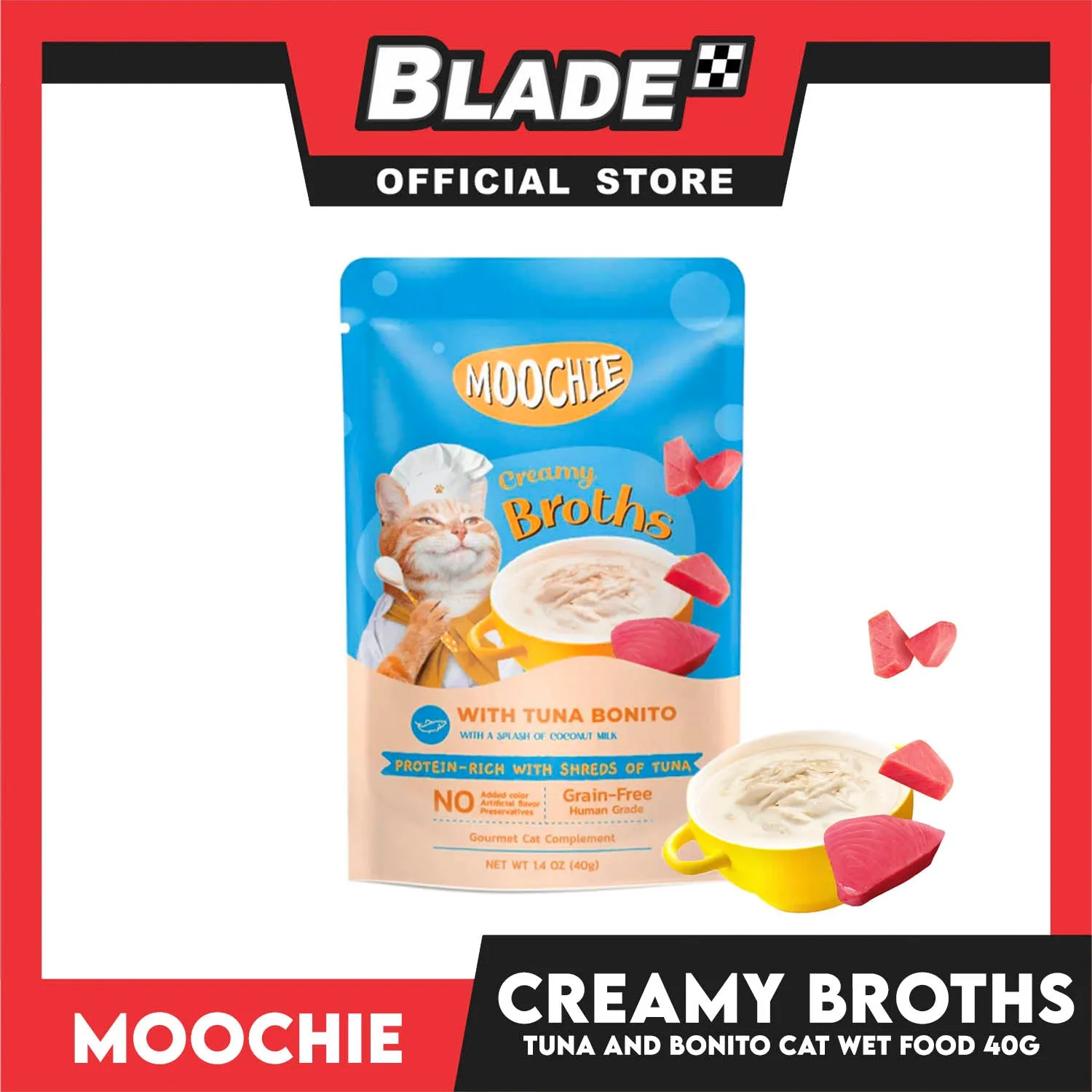 Moochie Creamy Broths, Cat Wet Food 40g (With Tuna and Bonito)