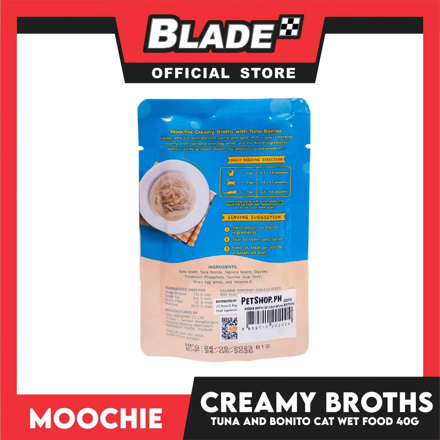 Moochie Creamy Broths, Cat Wet Food 40g (With Tuna and Bonito)