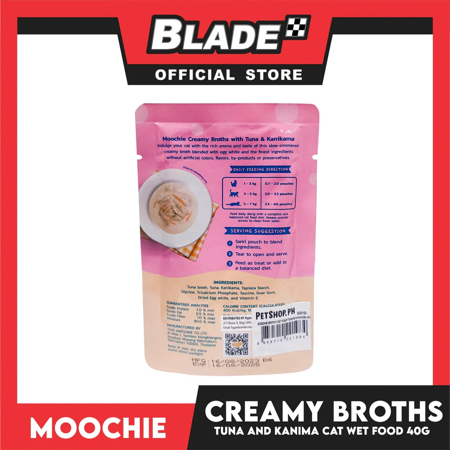 Moochie Creamy Broths, Cat Wet Food 40g (With Tuna and Kanikama)