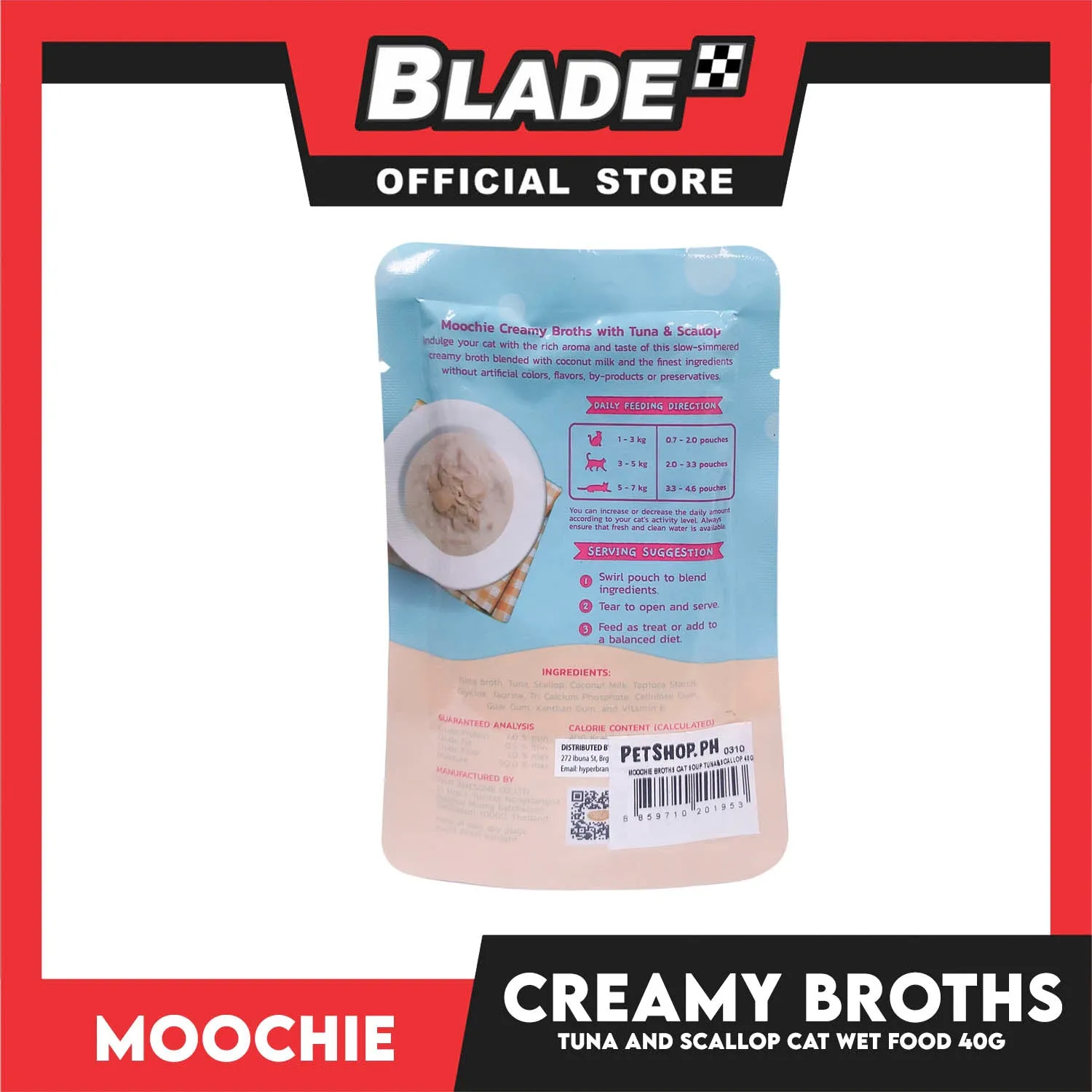 Moochie Creamy Broths With Tuna and Scallop Cat Wet Food 40g