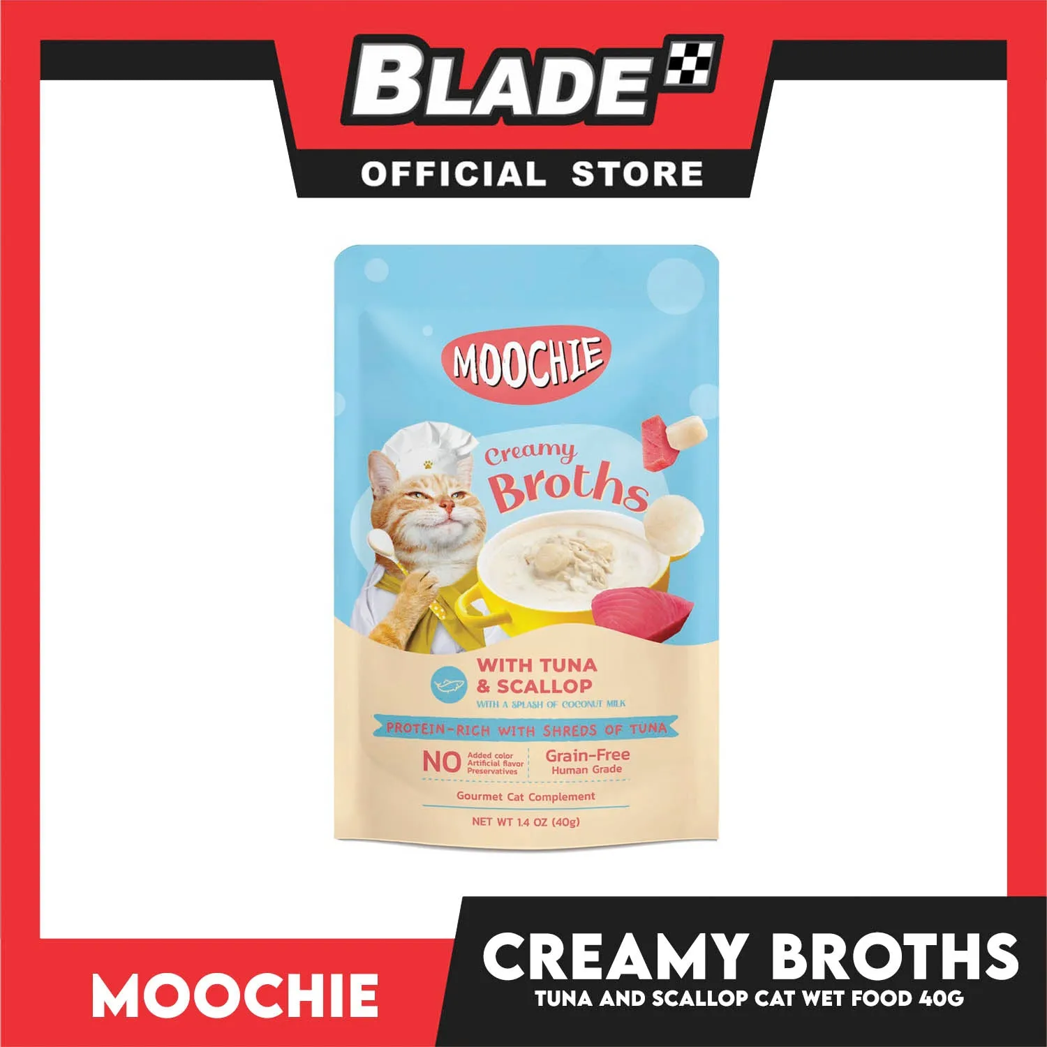 Moochie Creamy Broths With Tuna and Scallop Cat Wet Food 40g
