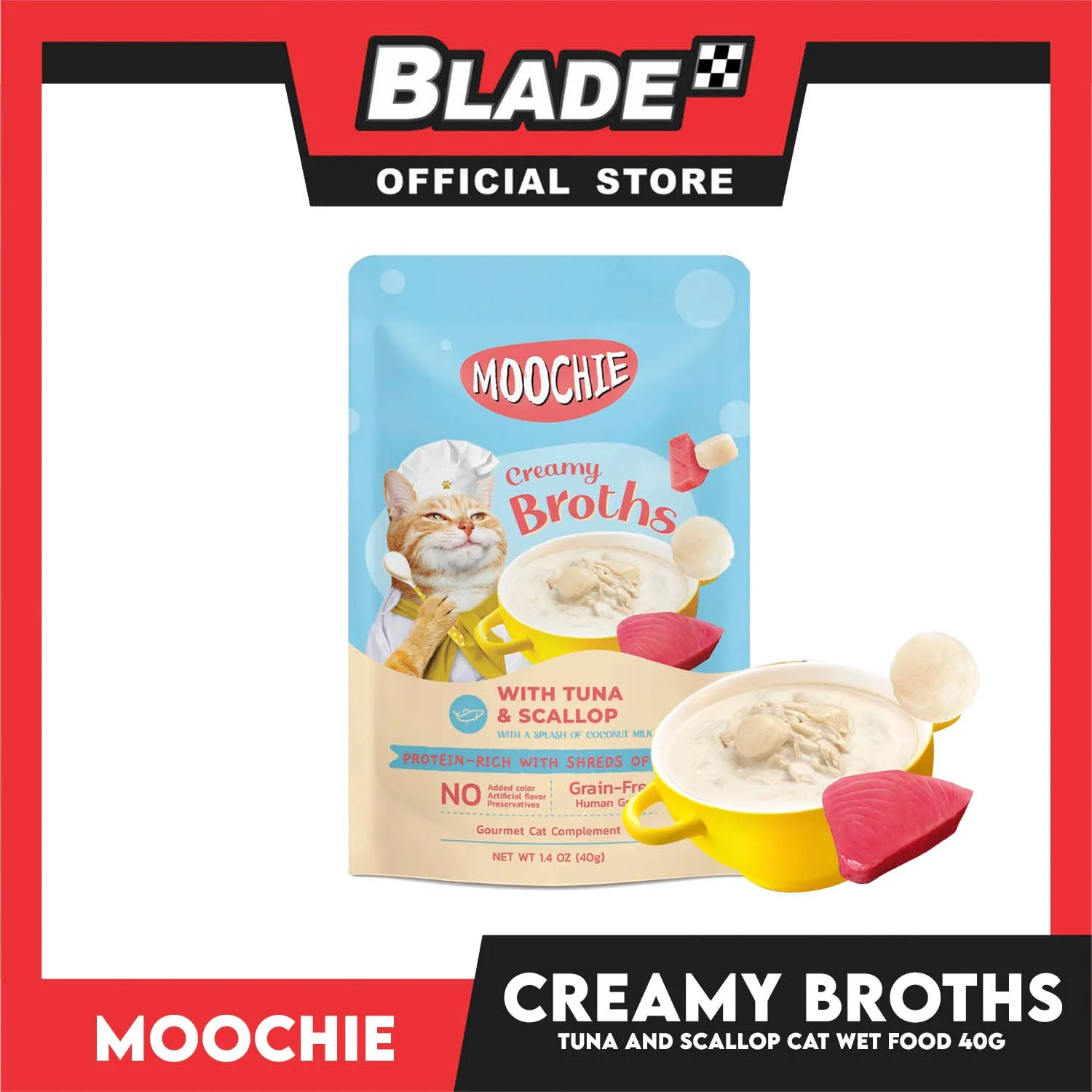 Moochie Creamy Broths With Tuna and Scallop Cat Wet Food 40g