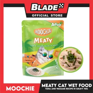 Moochie Meaty Cat Wet Food for Adult 70g (Tuna and Wakame Recipe in Gravy)