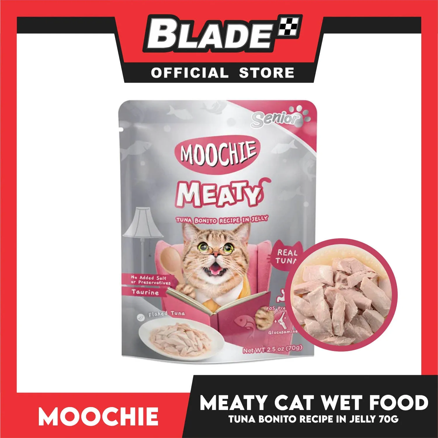 Moochie Meaty Cat Wet Food Tuna Bonito Recipe in Jelly for Senior 70g
