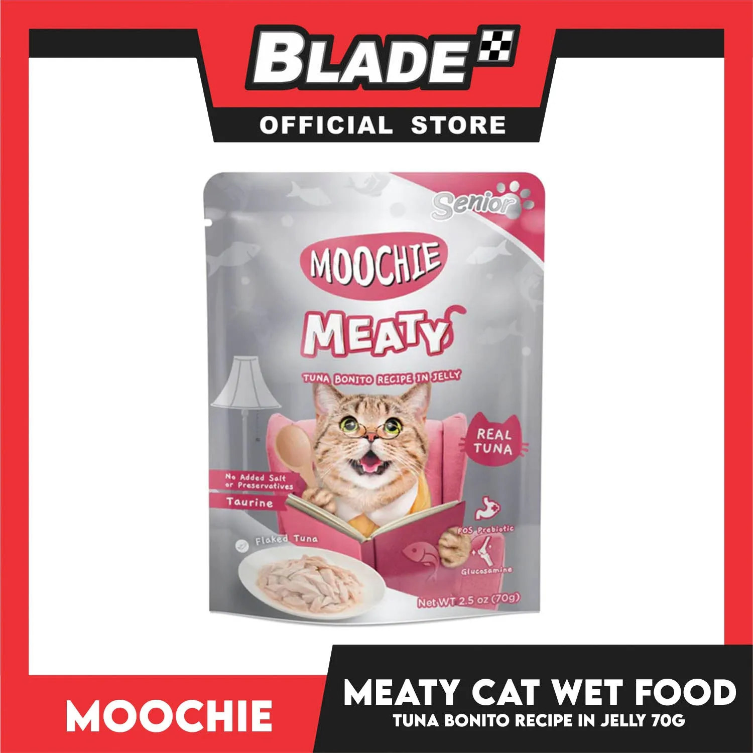 Moochie Meaty Cat Wet Food Tuna Bonito Recipe in Jelly for Senior 70g
