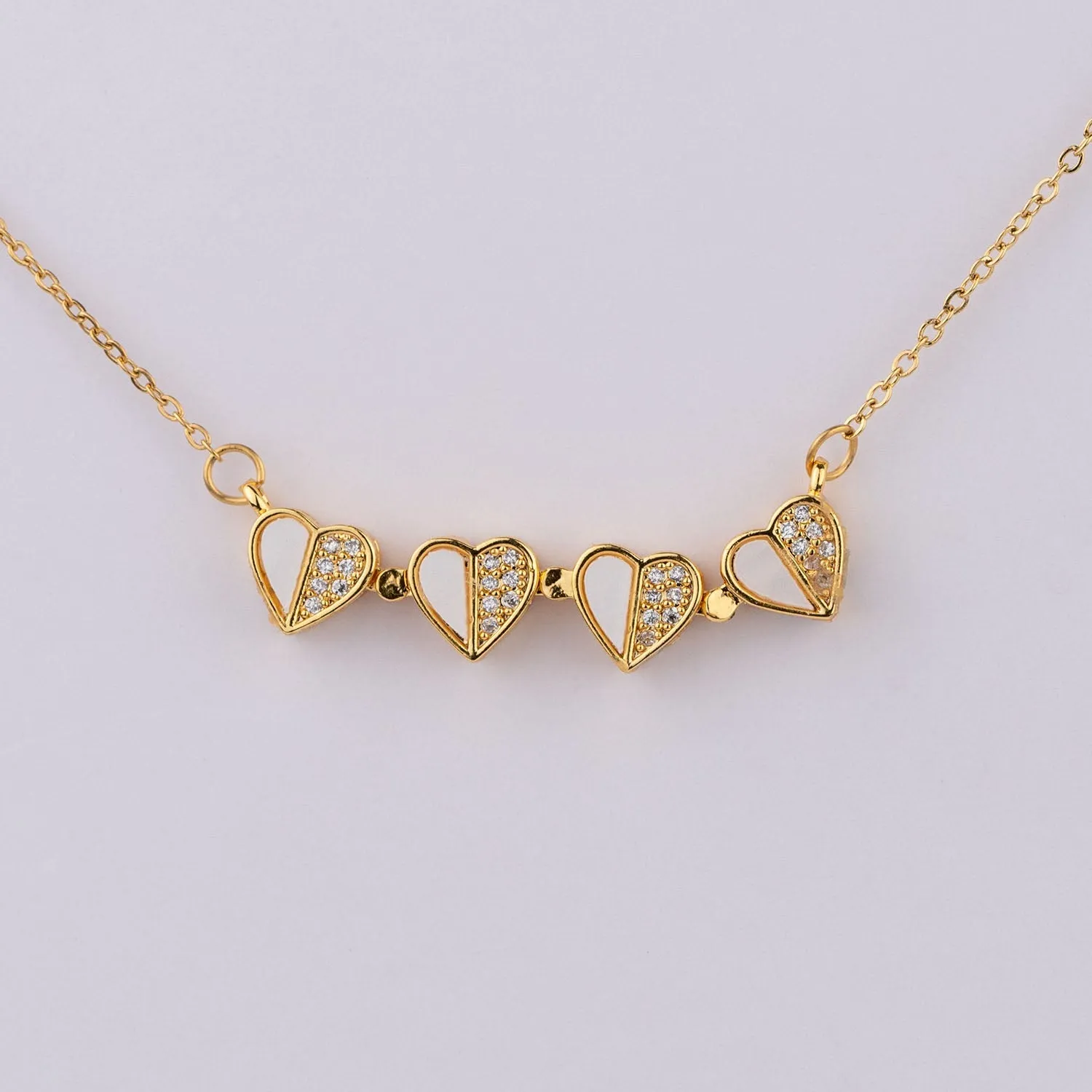 Mother of Pearl Magnetic Clover Heart Necklace