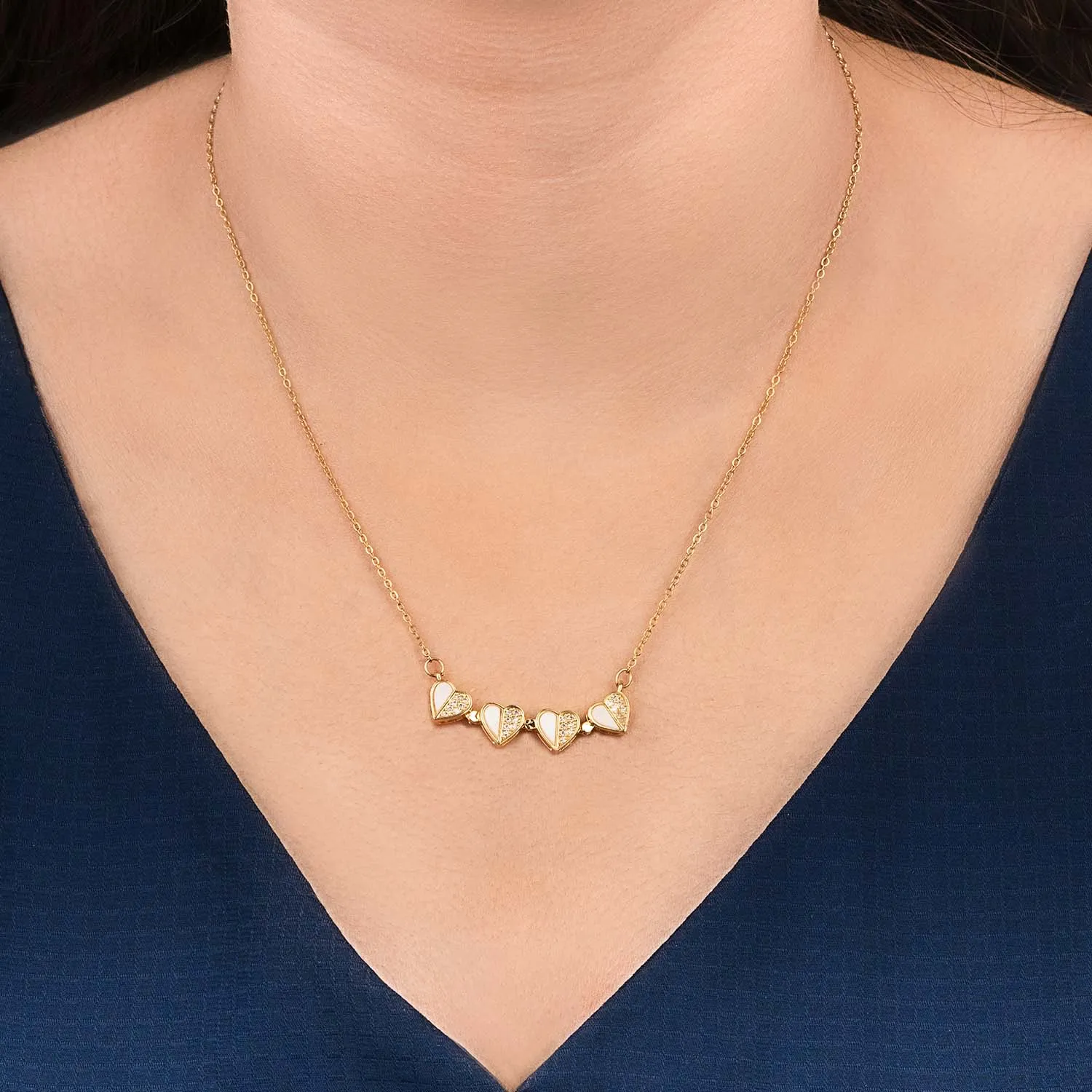 Mother of Pearl Magnetic Clover Heart Necklace