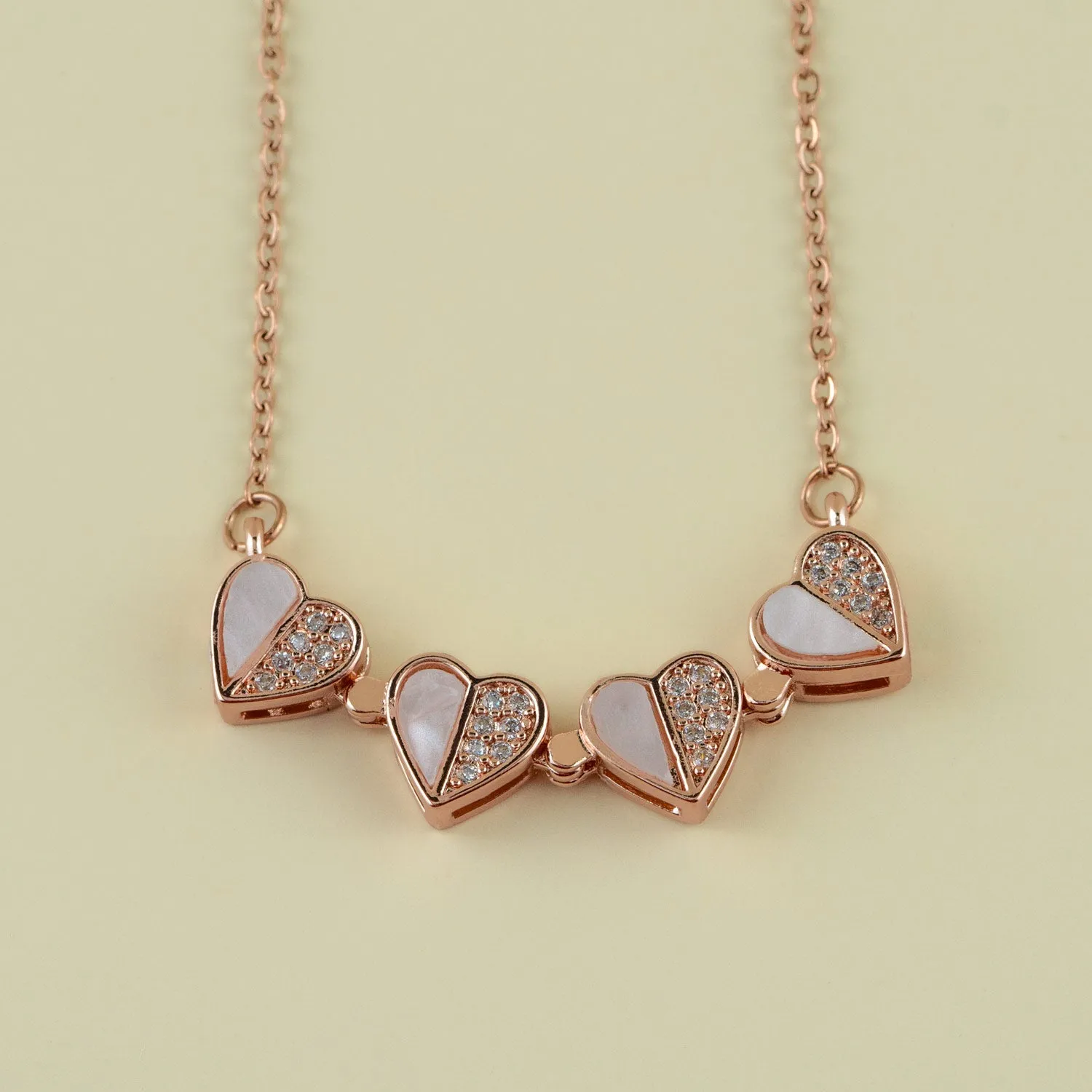 Mother of Pearl Magnetic Clover Heart Necklace