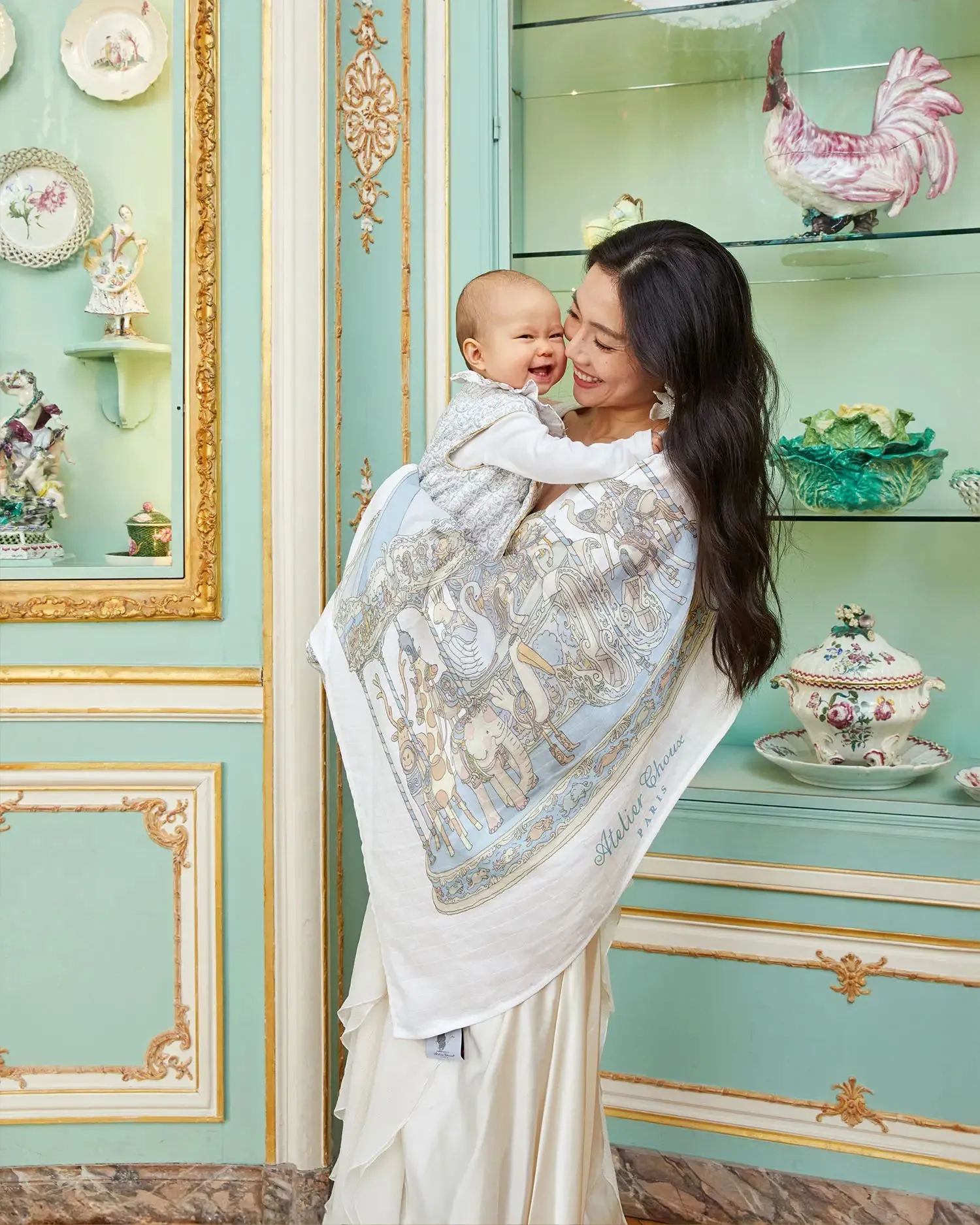 MUSLIN CAROUSEL BLUE 100X100CM