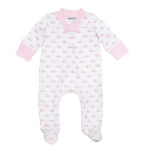 My First Sailboat Zip Footie || Pink