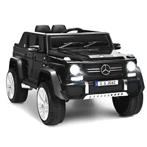 OLAKIDS 12V Battery Powered Ride On Car, Licensed Mercedes-Benz Maybach G650S Toy with 3 Speeds, LED Lights, 2 Motors, 2.4G Remote Control, Horn, Music, Electric Vehicle for Toddler (Black)