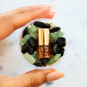Onyx & Peridot Blend Perfume Oil Concentrate Mini Rollie with Gemstones by Sage