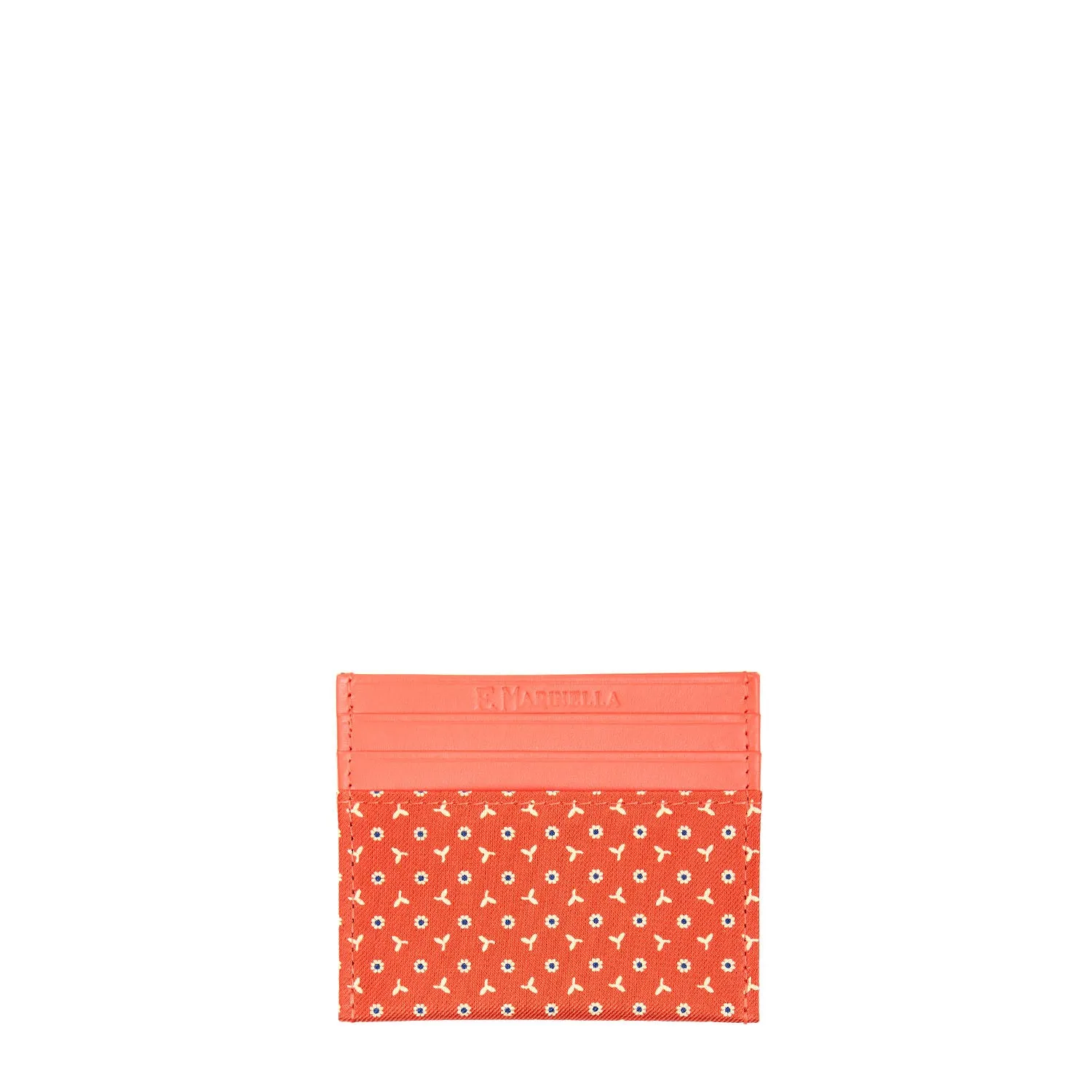 ORANGE LEATHER AND SILK CREDIT CARD HOLDER