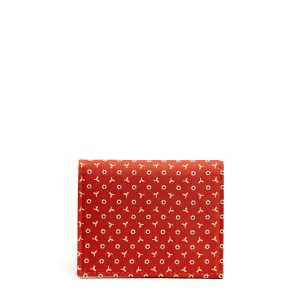 ORANGE SILK AND LEATHER FOLDING CARD HOLDER