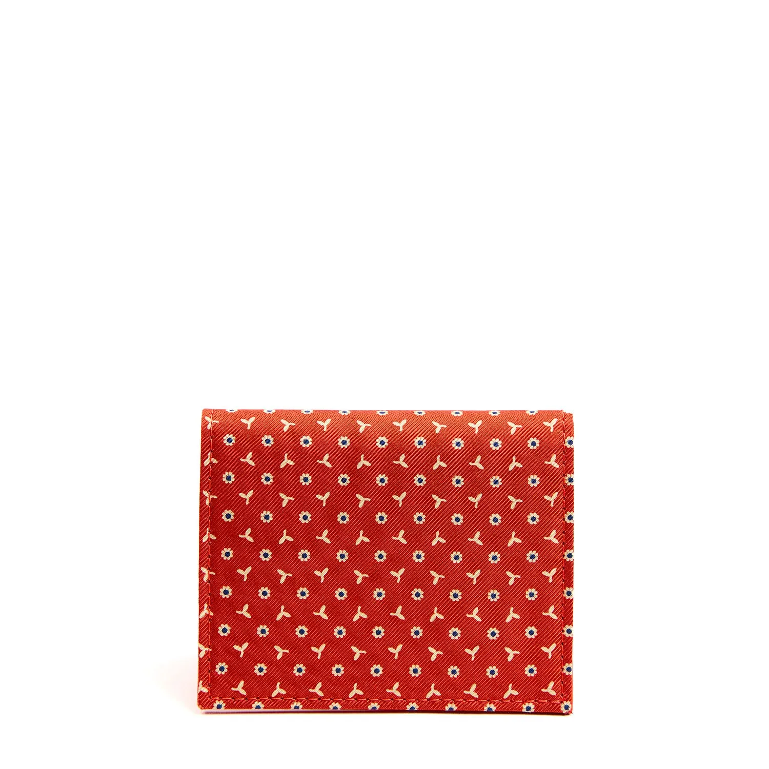 ORANGE SILK AND LEATHER FOLDING CARD HOLDER