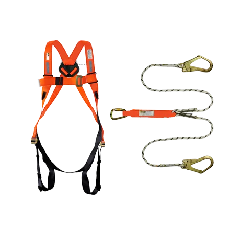 Orex Full Body Safety Harness and Dual Rope Type Lanyard with Energy Absorber