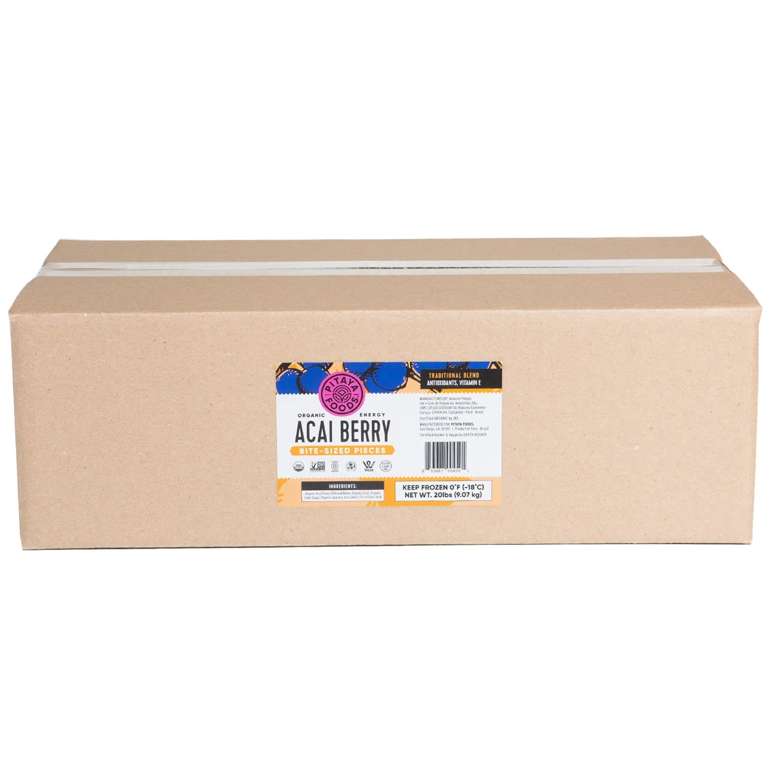 Organic Acai Traditional (Sweetened) Bite-Sized Pieces 20 lbs - Bulk