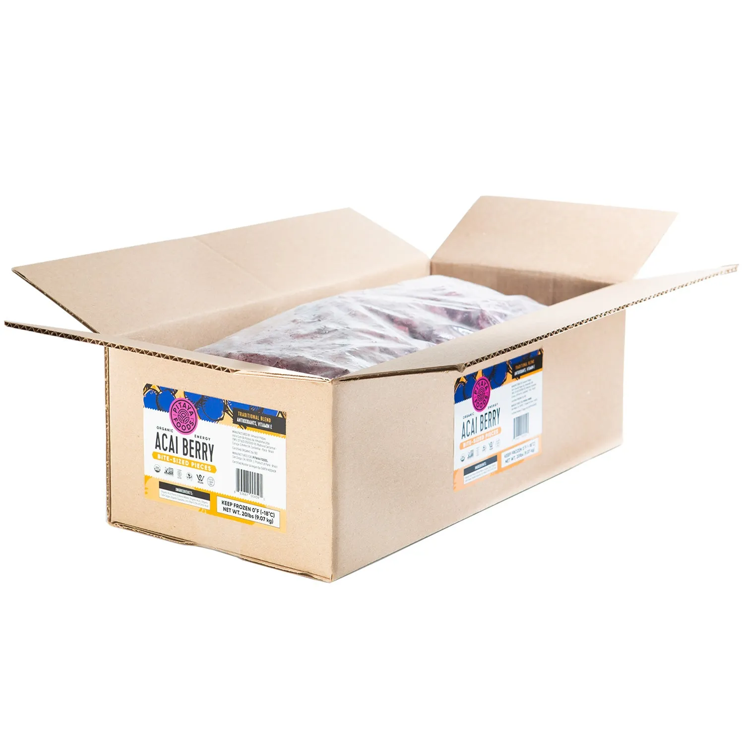 Organic Acai Traditional (Sweetened) Bite-Sized Pieces 20 lbs - Bulk