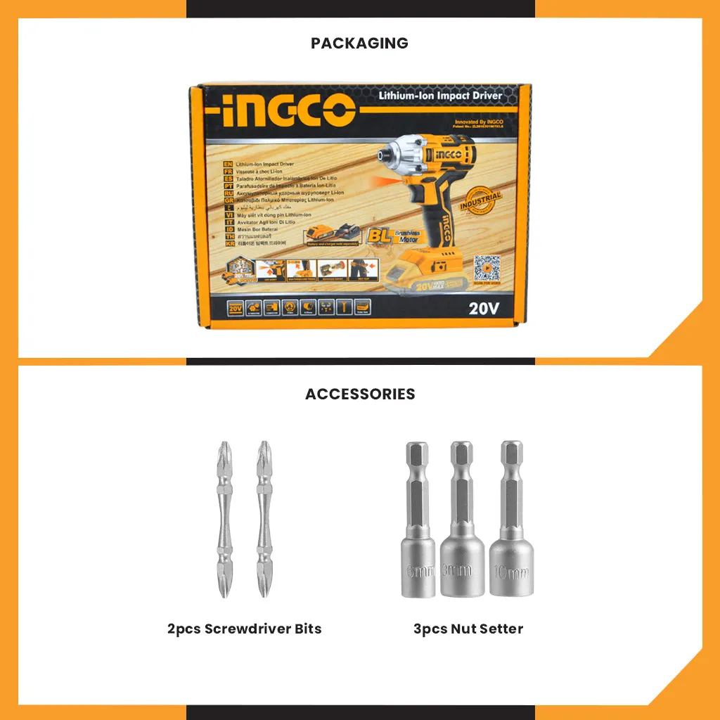 P20S 20V Brushless Lithium-Ion Impact Driver 1/4 Inch 170NM CIRLI20020