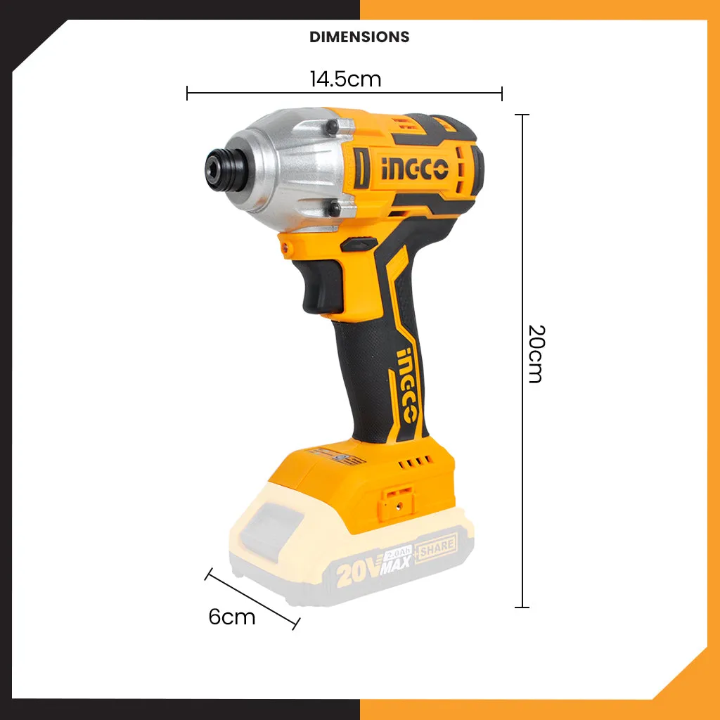 P20S 20V Brushless Lithium-Ion Impact Driver 1/4 Inch 170NM CIRLI20020