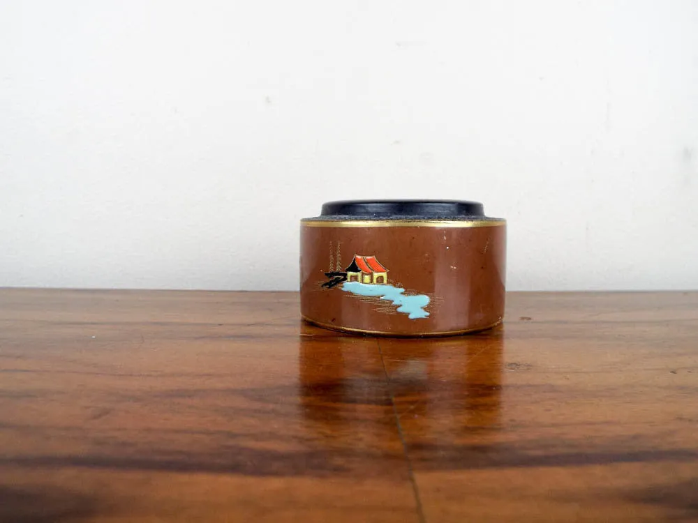 Pagoda Flower Porcelain Enamel Match Holder by English G B & Sons
