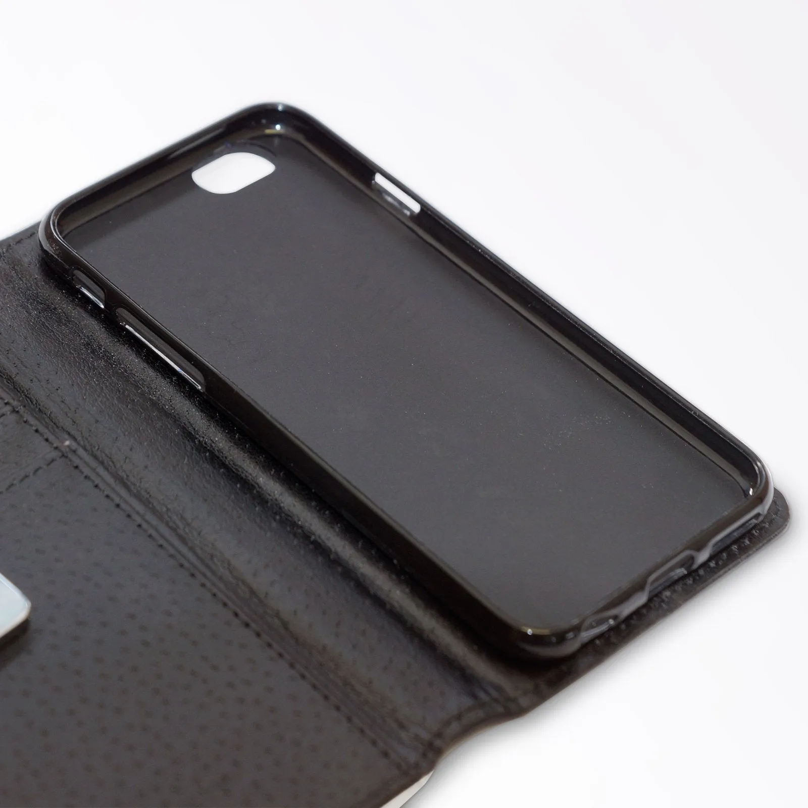 Personalised Nokia Phone Leather Wallet with Silver Floral Unicorn and Text on Dark Grey
