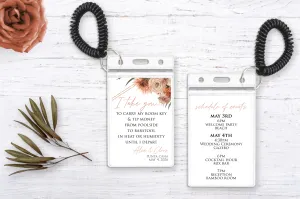 Personalized Destination Wedding Room Key Holder and Itinerary - Terracotta