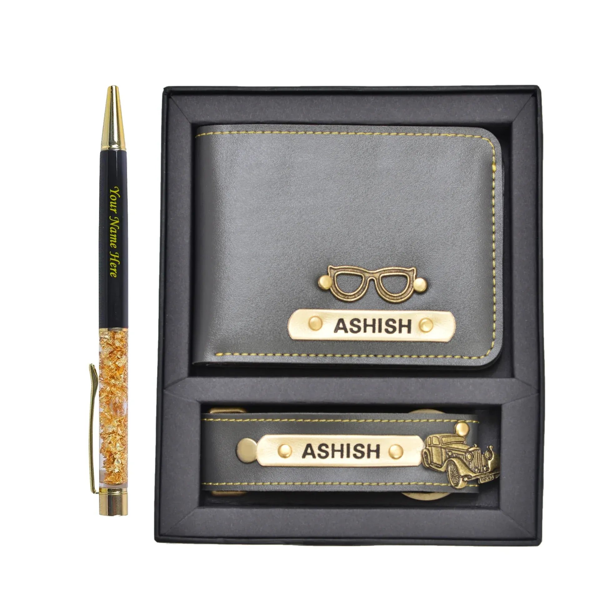 Personalized Pen & Men's Combo (2 pcs) - Grey