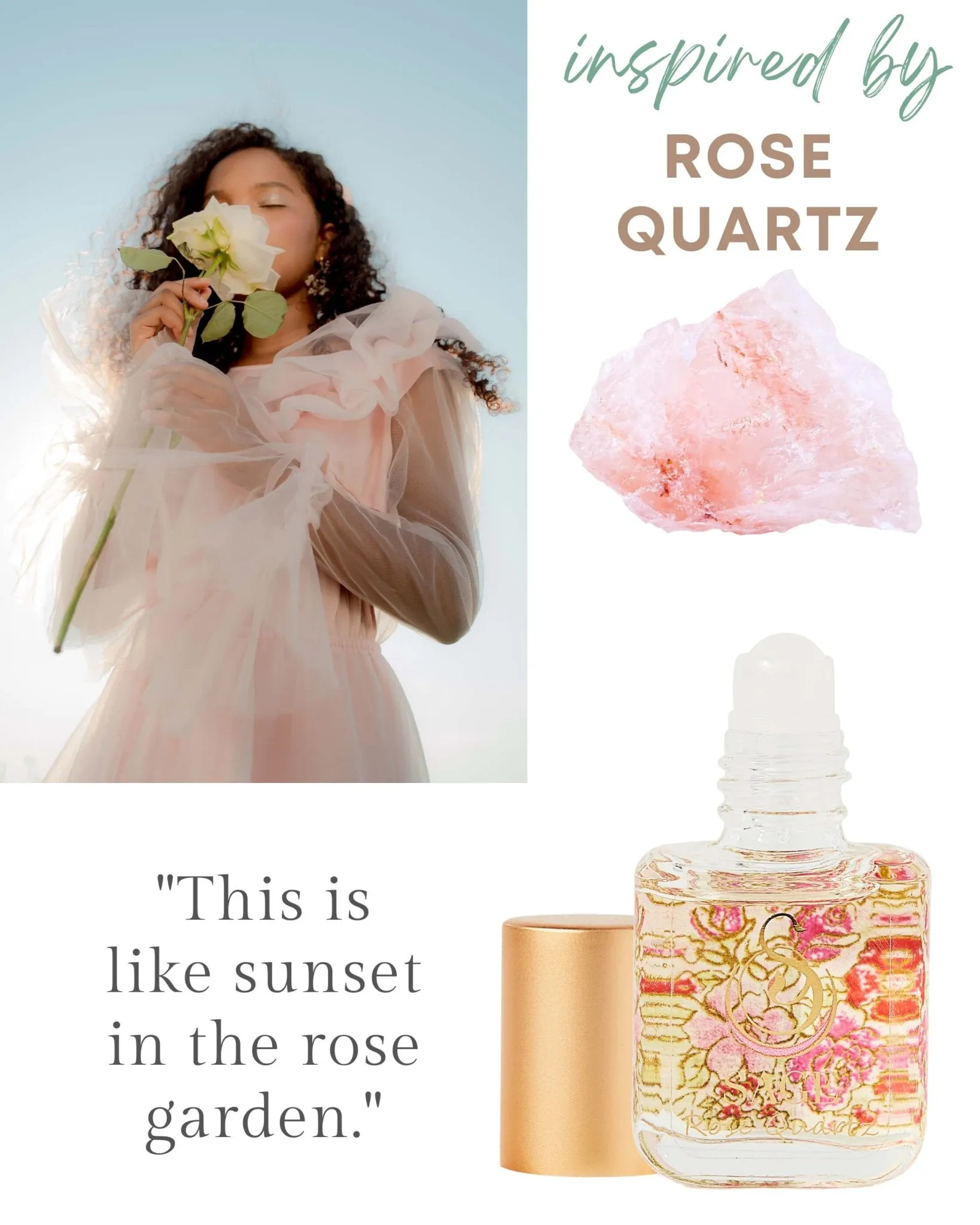 PETITE FLORAL TRIO ~ Rose Quartz, Turquoise, and Moonstone Organic Perfume Oil Extract Gift Set by Sage