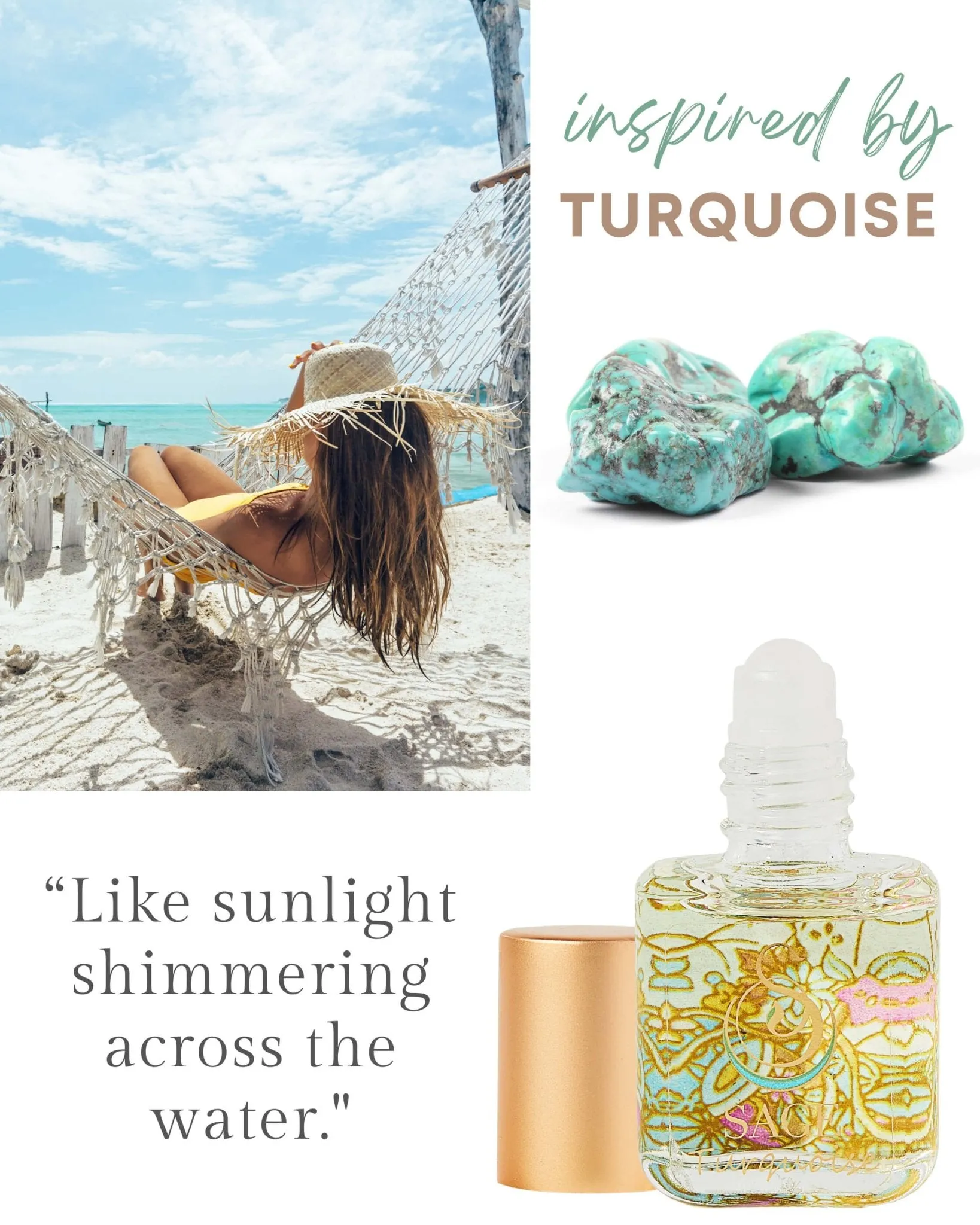 PETITE FLORAL TRIO ~ Rose Quartz, Turquoise, and Moonstone Organic Perfume Oil Extract Gift Set by Sage