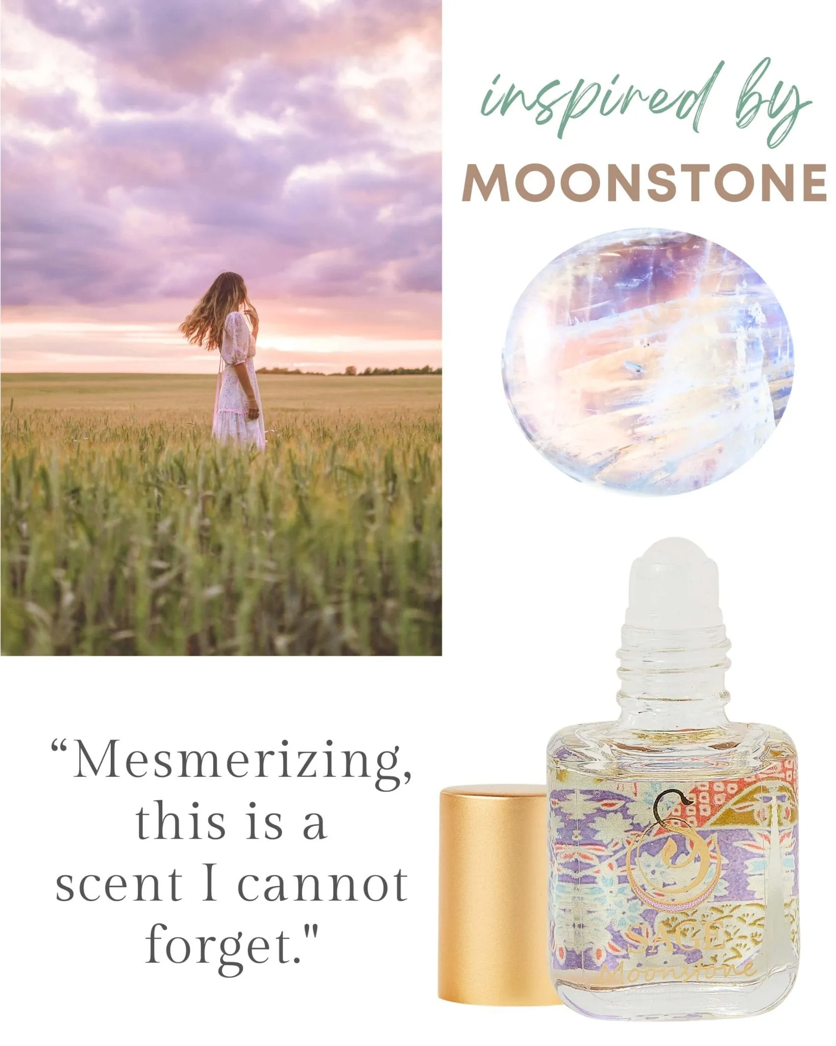 PETITE FLORAL TRIO ~ Rose Quartz, Turquoise, and Moonstone Organic Perfume Oil Extract Gift Set by Sage