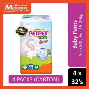 PetPet Baby Pants Gold  (Unicorn Designs) Size XXL 32's (For 15-25kg) [4 Packs/Carton]