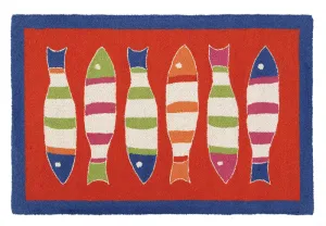 Picket Fish Orange Hook Rug