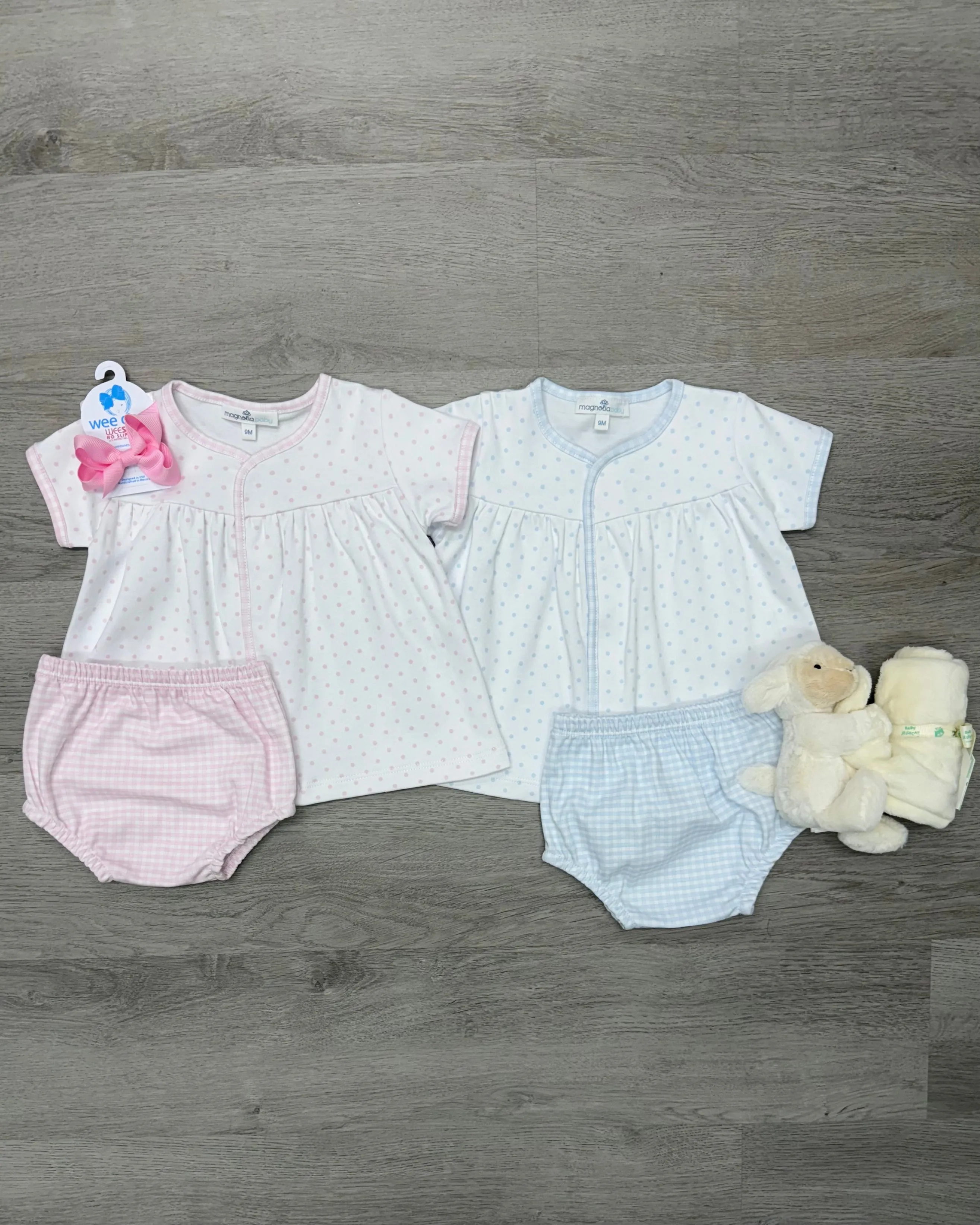 Pink Gingham Dots Diaper Cover Set