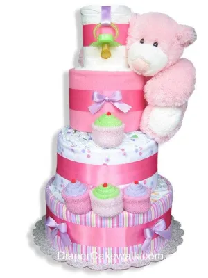 Pink Sampler Baby Diaper Cake