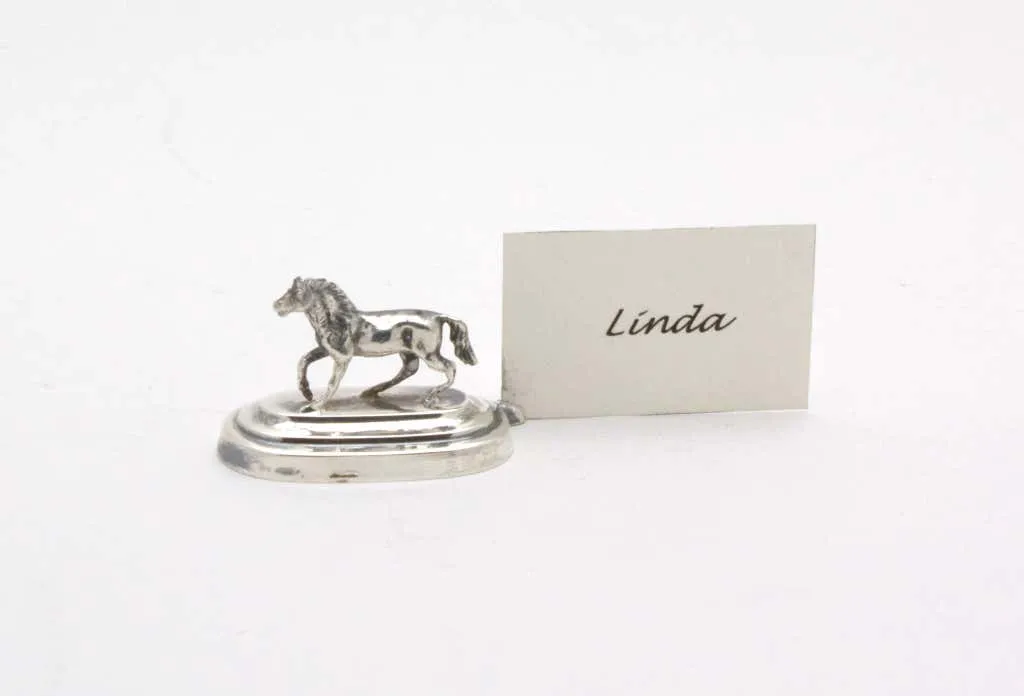 Place Card Holders 12 Figural Horses in Six Poses Sterling Silver Vintage to Antique