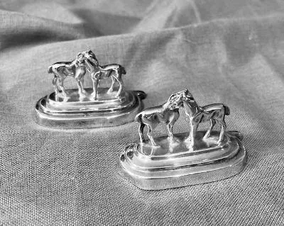 Place Card Holders 12 Figural Horses in Six Poses Sterling Silver Vintage to Antique