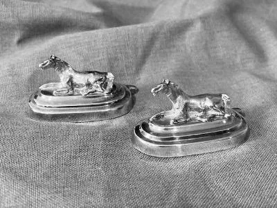 Place Card Holders 12 Figural Horses in Six Poses Sterling Silver Vintage to Antique