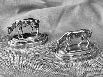 Place Card Holders 12 Figural Horses in Six Poses Sterling Silver Vintage to Antique