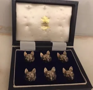 Place Card Holders Vintage Asprey Sterling Silver English Fox Mask Form