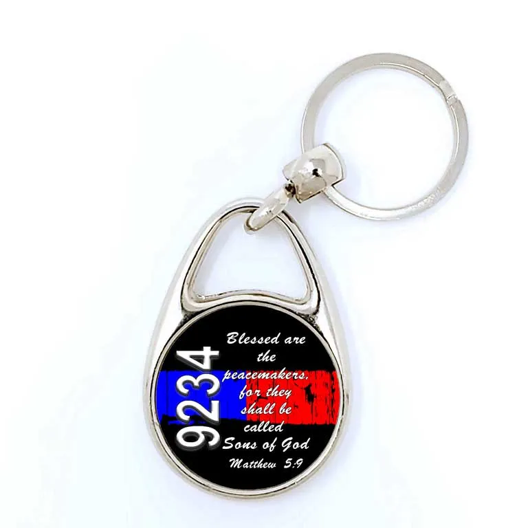 Police & Firefighter Half Thin Blue & Red Line Keychain