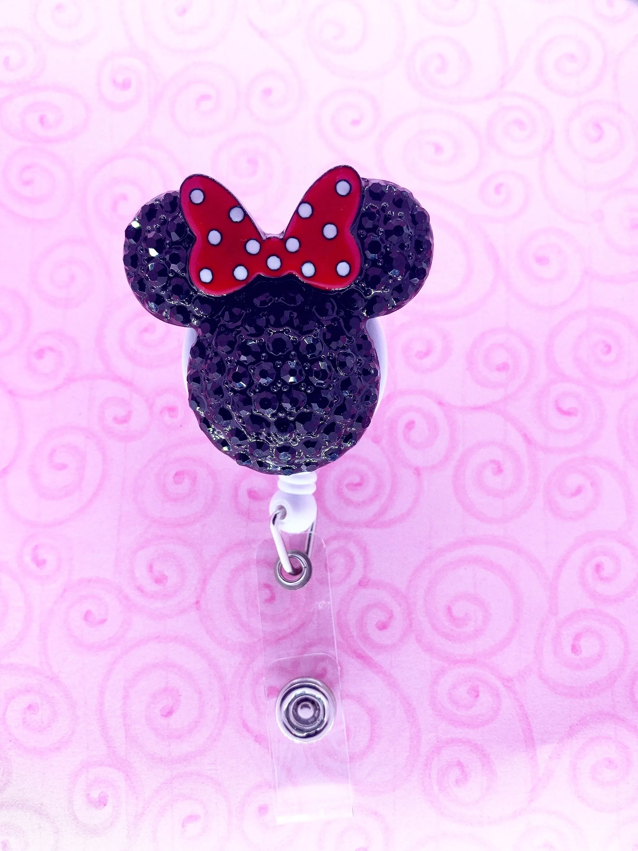 Polka dot bow Badge Reel